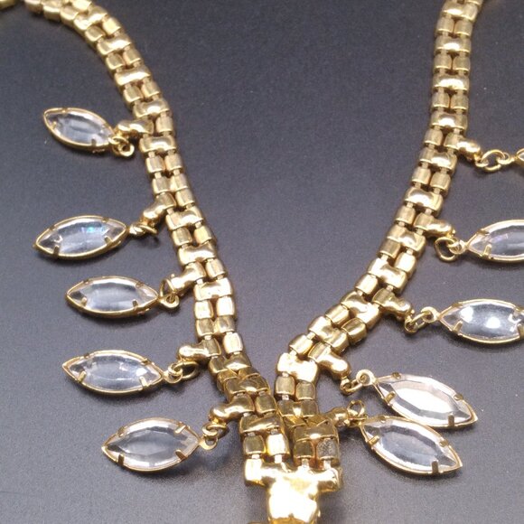Vintage Juliana D&E Rhinestone Bezel Crystal Necklace Set in Gold Tone - Picture 8 of 10